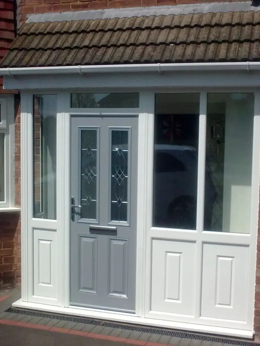 White Porch With Agate Greybamburgh Composite Door